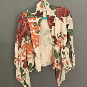 Tabitha size small cotton blend floral waterfall cardigan great condition